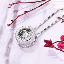 Load image into Gallery viewer, YL Round Halo Necklace Sterling Silver Dancing Diamond Solitaire Pendant Round Cubic Zirconia Jewelry for Women
