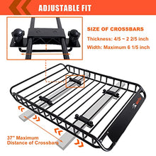 Load image into Gallery viewer, MeeFar Roof Rack Carrier Basket Universal Rooftop Cargo Carrier Basket 51" X 36" X 5" + Waterproof Cargo Bag 15 Cubic Feet (44" 34" 17"), and Cargo Net with Attachment Hooks, Ratchet Straps
