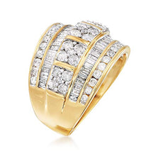 Load image into Gallery viewer, Ross-Simons 2.00 ct. t.w. Baguette and Round Diamond Multi-Row Ring in 18kt Gold Over Sterling For Women
