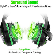Load image into Gallery viewer, DIWUER Stereo Gaming Headset for Nintendo Switch, PS4, Xbox One with Noise Cancelling Mic, Soft Earmuffs Surround Sound Over Ear Headphones with LED Light for PC, Mac, Laptop
