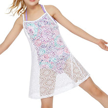 Load image into Gallery viewer, CinCili Girls Swim Cover Ups Beach Crochet Mesh Crossback Swimsuits Cover Up Dress for Girls 4-12 Years (S, baise)
