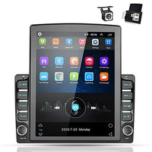 Load image into Gallery viewer, Android 9.0 Double Din GPS Navigation Car Stereo, 9.7'' Vertical Touch Screen 2.5D Tempered Glass Mirror Bluetooth Car Radio with Backup Camera
