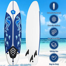Load image into Gallery viewer, Giantex Surfboard, 6 Ft Stand Up Surfing Board w/ 3 Detachable Fins, Safety Leash, Non-Slip Lightweight Foam Surfboard for Kids, Teenager, Adults (White)
