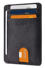 Load image into Gallery viewer, Buffway Slim Minimalist Front Pocket RFID Blocking Leather Wallets for Men and Women - At Sahara Carbon Black
