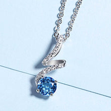 Load image into Gallery viewer, Carleen Sterling Silver Twist London Blue Topaz November Birthstone Pendant Necklaces for Women Girls, Pendant for Daily Life, Gift, Wedding
