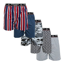 Load image into Gallery viewer, Badger Smith Men's 5 - Pack and 3 - Pack Cotton Print Multicolor Boxer Shorts (S, Multi Pack of 3)
