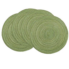 Load image into Gallery viewer, SHACOS Round Placemats Set of 4 Round Table Placemats Braided Cotton Place Mats 15 inch for Kitchen Dining Table Holiday Party (Pea Green, 4)
