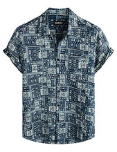 Load image into Gallery viewer, VATPAVE Mens Front Pocket Hawaiian Shirts Casual Short Sleeve Button Down Beach Shirts 3X-Large Navy Flower
