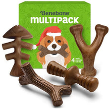 Load image into Gallery viewer, Benebone Holiday 4-Pack Durable Dog Chew Toys for Aggressive Chewers, Real Flavors, Made in USA, Small
