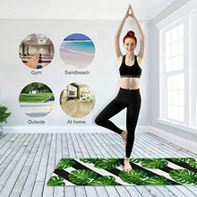 Load image into Gallery viewer, Baofu Tropical Leaves Non Slip Yoga Mat Exercise Fitness Eco Friendly Hot Mat Long TPE Foldable Natural Non-Toxic Pilates Mat with Carrying Bag 71"x26"
