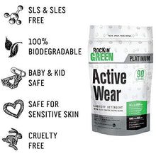 Load image into Gallery viewer, Rockin' Green Active Wear Laundry Detergent 45oz (90 Loads) | All-Natural, Non-Toxic, and Safe for Sensitive Skin | Vegan and Biodegradable | Odor Removing Soap for Gym Workout Clothes &amp; Sports Wear
