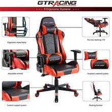 Load image into Gallery viewer, GTRACING Gaming Chair Racing Office Computer Game Chair Ergonomic Backrest and Seat Height Adjustment Recliner Swivel Rocker with Headrest and Lumbar Pillow E-Sports Chair Red
