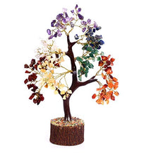 Load image into Gallery viewer, Crocon Seven Chakra Natural Healing Gemstone Crystal Bonsai Fortune Money Tree for Good Luck, Wealth &amp; Prosperity-Home Office Decor Spiritual Gift (with Golden Wire and 300 Beads) Size 10-12 Inches
