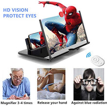 Load image into Gallery viewer, Phone Screen Magnifier 12" Screen Magnifier for Cell Phone Smart Phone Screen Magnifier, 3D HD Mobile Phone Screen Magnifier for Movies,Videos Phone Stand with Screen Amplifier for All Phones+Remote
