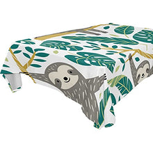 Load image into Gallery viewer, ALAZA Cute Sloths Tropical Palm Leaves Tablecloth Fabric Table Cover Rectangle Tablecloth 60 x 120 inch
