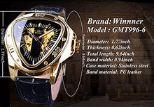 Load image into Gallery viewer, Winner Fashion Mechanical Wrist Watch Triangle Racing Dial, Waterproof Golden Skeleton Dial Automatic Movement Leather Design Mechanical Watch for Men
