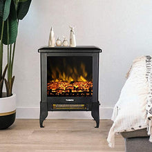 Load image into Gallery viewer, TURBRO Suburbs TS17 Compact Electric Fireplace Stove, Freestanding Stove Heater with Realistic Flame - CSA Certified - Overheating Safety Protection - for Small Spaces - 18" 1400W
