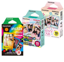 Load image into Gallery viewer, Fujifilm Instax Mini Film Rainbow - Staind Glass - Shiny Star Film -10 Sheets X 3 Assort (Taketori Store Original Goods with Instructions)
