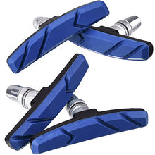 Load image into Gallery viewer, HOTOP 2 Pairs V Bike Brake Pads with Hex Nuts and Spacers V Bicycle Brake Blocks Set 70 mm (Blue)
