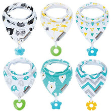 Load image into Gallery viewer, Baby Bandana Drool Bibs 6-Pack and Teething Toys 6-Pack Made with 100% Organic Cotton, Absorbent and Soft Unisex (Vuminbox) (6-Pack Unisex)

