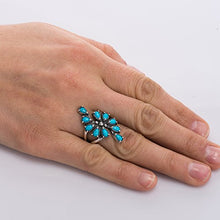 Load image into Gallery viewer, American West Sterling Sleeping Beauty Turquoise Gemstone Cluster Ring Size 5
