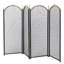 Load image into Gallery viewer, Amagabeli Large Gold Fireplace Screen 4 Panel Ornate Wrought Iron Black Metal Fire Place Standing Gate Decorative Mesh Solid Baby Safe Proof Fence Steel Spark Guard Cover Outdoor Tools Accessories
