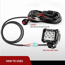 Load image into Gallery viewer, Nilight Wire Extension, 3 Feet, Play and Plug 16 Gauge – Wiring Harness Extension for Off Road LED Work Light Bar,2 Year Warranty (10021W)
