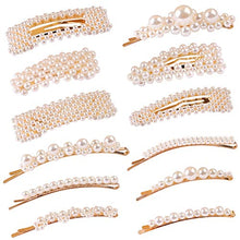 Load image into Gallery viewer, 12 Pcs Pearl Hair Clips Large Hair Clips Pins Barrette Ties Hair for Women Girls Elegant Handmade Fashion Hair Accessories Pearl Hair Clips for Party Wedding Daily

