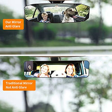 Load image into Gallery viewer, 12" Large Rear View Mirror, Anti Glare Panoramic Rearview Mirror, Universal Wide Angle Rear View Mirror, Interior Clip On Rear View Mirror for Car SUV Trucks (12” L X 3.5” H) Convex Curve 300mm
