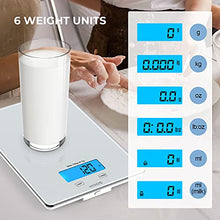 Load image into Gallery viewer, KOIOS USB Rechargeable Food Scale, 33lb/15Kg Kitchen Scale Digital Weight Grams and oz for Cooking Baking, 1g/0.1oz Precise Graduation, Waterproof Tempered Glass, 6 Weight Units, Tare Function
