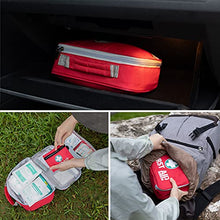 Load image into Gallery viewer, 2-in-1 First Aid Kit (215 Piece) + Bonus 43 Piece Mini First Aid Kit -Includes Eyewash, Ice(Cold) Pack, Moleskin Pad and Emergency Blanket for Travel, Home, Office, Car, Workplace
