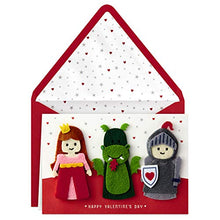 Load image into Gallery viewer, Hallmark Signature Valentine's Day Card for Kids with Finger Puppets (Princess, Knight, Dragon)
