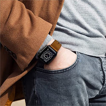 Load image into Gallery viewer, OUHENG Compatible with Apple Watch Band 41mm 40mm 38mm 45mm 44mm 42mm, Genuine Leather Bands Replacement Strap for iWatch SE Series 7 6 5 4 3 2 1 (Retro Brown/Black, 41mm 40mm 38mm)

