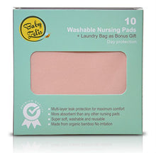 Load image into Gallery viewer, Organic Bamboo Nursing Pads (10 Pack) with Laundry Bag by Baby Zelis - Ultra Soft, Reusable, Hypoallergenic, Washable Breast Pads in Gift-Ready Packaging
