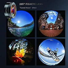 Load image into Gallery viewer, Apexel Phone Lens Kits-22x Telephoto Lens/205°Fisheye Lens/120°Wide Angle Lens&amp;20x Macro Lens/Tripod and Remote Shutter Works with iPhone 11 Plus X XS XR Samsung Huawei
