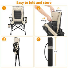 Load image into Gallery viewer, Realead Oversized Camping Chairs Heavy Duty Folding Chair Padded Support 400 LBS,Portable Outdoor Lawn Chairs with Cup Holder,Adjustable High Back Beach Camp Chair with Lumbar Back Support for Outside
