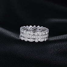 Load image into Gallery viewer, JewelryPalace Wedding Bands Rings Anniversary Eternity Bands 3 Stackable Rings Cubic Zircoina Engagement Bridal Milgrain Marquise Infinity 925 Sterling Silver Ring Sets For Women Size 7
