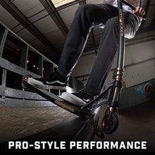 Load image into Gallery viewer, Mongoose Rise 110 Expert Youth and Adult Freestyle Kick Scooter, High Impact 110mm Wheels, Bike-Style Grips, Lightweight Alloy Deck, Black/Tan
