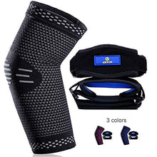 Load image into Gallery viewer, ABYON Tennis Elbow Straps (2 Pack) + Elbow Compression Sleeve (1 Pack),Elbow Brace with Medical Compression for Tendonitis, Elbow Support for Men &amp; Women (Black, Large)
