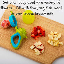 Load image into Gallery viewer, Teething Mittens for Babies with Baby Food Feeder Pacifier | Teether Set Perfect to Soothe Tender Gums | Fruit Feeder Pacifiers Safe Way to Introduce Solid Foods | Ideal Teething &amp; First Baby Feeding
