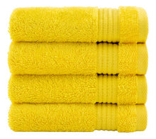 Load image into Gallery viewer, Luxury Turkish Cotton Washcloths for Easy Care, Extra Soft &amp; Absorbent, Fingertip Towels, 4 Pack Washcloth Set by United Home Textile, Lemon Yellow
