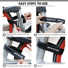 Load image into Gallery viewer, Boncas Adjustable Bike Rack Strap Bicycle Wheel Stabilizer Straps with Innovative Gel Grip Keep The Bicycle Wheel from Spinning - 2 Pack
