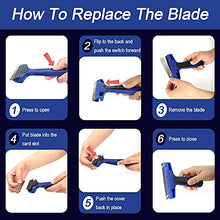 Load image into Gallery viewer, Razor Blade Scraper, Scraper Tool with 10PCS Extra Replacement Metal Blades, Razor Scraper Remover for Cleaning Paint, Caulk, Adhesive, Label, Decal, Sticker from Window, Glass, Tile, Floor, Stove Top
