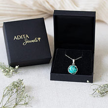 Load image into Gallery viewer, 925 Sterling Silver Turquoise Necklace - Dainty 12mm Round Gemstone Pendant, December Birthstone, Delicate Handmade Jewelry, Vintage Antique Everyday Jewel, Perfect Gift for Classy Women
