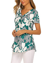 Load image into Gallery viewer, Sweetnight Shirt For Women Casual Short Sleeve Printed Flared Tunic Tops Green S

