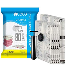 Load image into Gallery viewer, SUOCO Vacuum Storage Bags 8 Pack (4 x Large, 4 x Jumbo) Space Saver Compression Bags with Hand Pump
