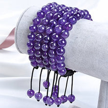 Load image into Gallery viewer, Massive Beads Natural 8mm Gemstone Bracelets Healing Power Crystal Macrame Adjustable 7-9 Inch (Amethyst)
