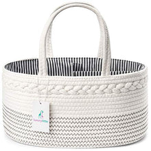 Load image into Gallery viewer, Luxury Little Baby Diaper Caddy Organizer - Rope Nursery Storage Bin for Boys and Girls - Large Tote Bag &amp; Car Organizer with Removable Inserts - Baby Shower Gift Basket - Newborn Registry Must Haves
