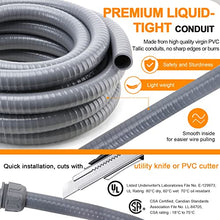 Load image into Gallery viewer, Liquid-Tight Conduit and Connector Kit,Flexible Non Metallic Liquid Tight Electrical Conduit,3/4inch 50ft Electrical Conduit Kit,with 2 Straight and 2 Angle Fittings Included,3/4 in. Dia
