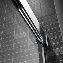 Load image into Gallery viewer, ATY Frameless Double Sliding Shower Door, Noiseless Shatterproof Bathroom Gate with Square Rail and 0.4" Tempered Glass and Buffer Function
